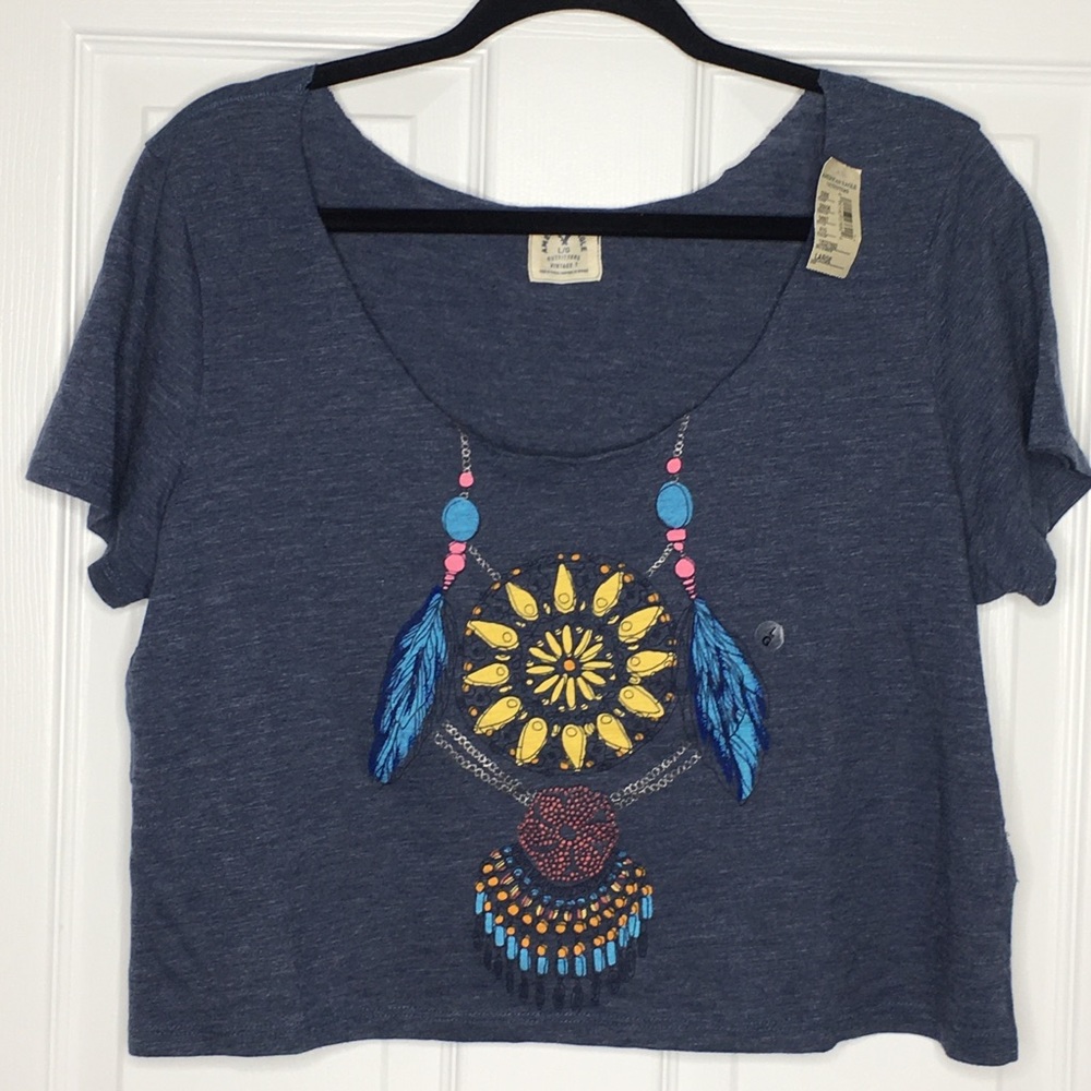 American Eagle - Blue Crop Dreamcatcher Tee